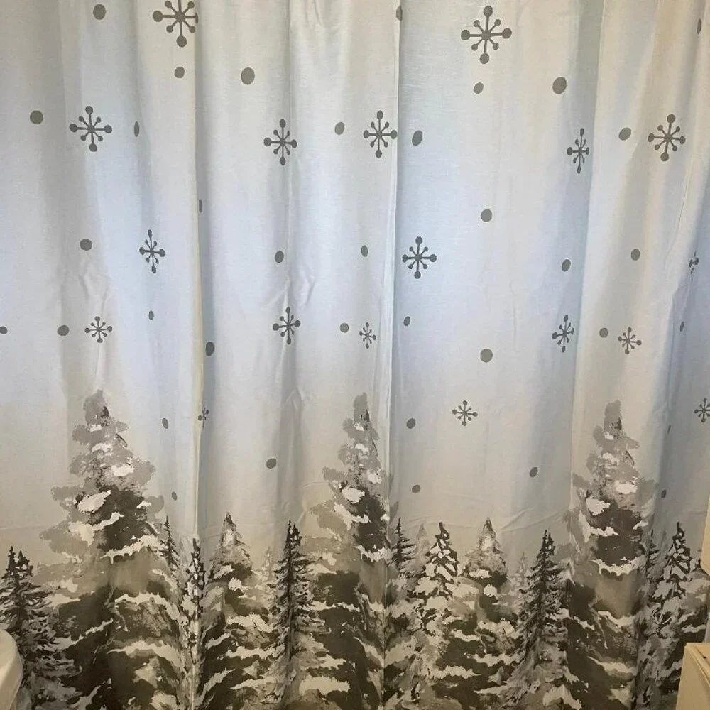 Avanti Linens Shower Curtain Winter Printed Fabric Trees Collection, 72